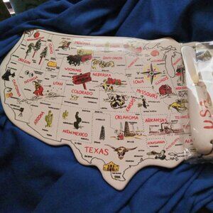 United States Map Ceramic Charcuterie Board, Geography learning serving dish